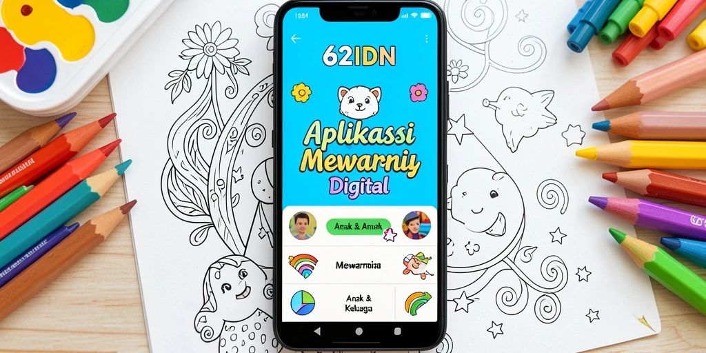 Tampilan antarmuka aplikasi 62IDN dengan pilihan gambar mewarnai.