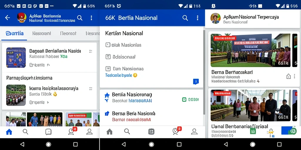 Tampilan antarmuka aplikasi 66K untuk berita nasional.