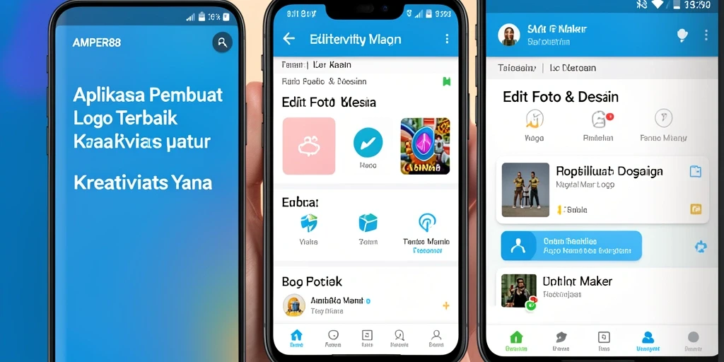 Screenshot AMPER88 menampilkan antarmuka pembuat logo yang sederhana dan elegan.