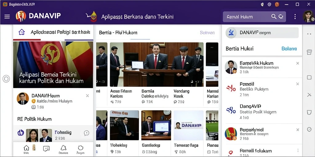 Antarmuka aplikasi DANAVIP yang intuitif untuk berita politik dan hukum.