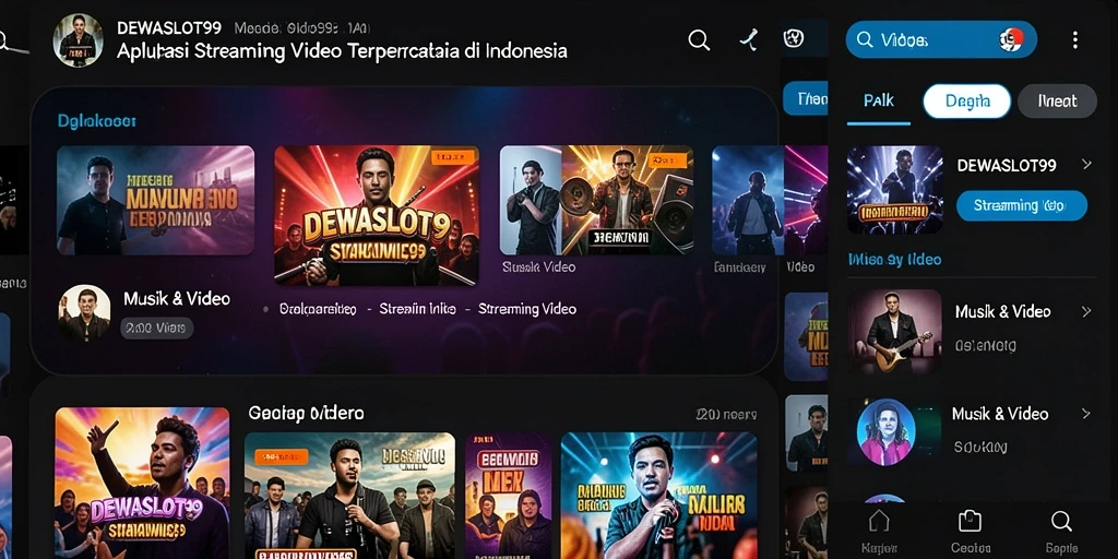 Antarmuka aplikasi DEWASLOT99 yang menarik untuk streaming video.