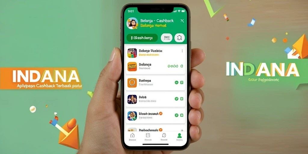 Tampilan antarmuka utama aplikasi INDAAA yang menarik untuk Cashback.