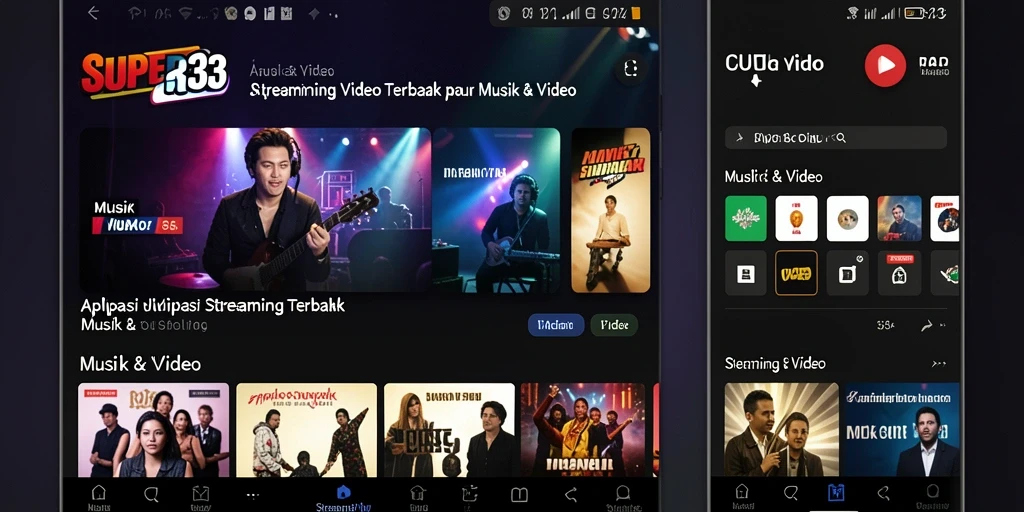 Tampilan antarmuka SUPER33 yang sederhana dan fungsional untuk Streaming Video.