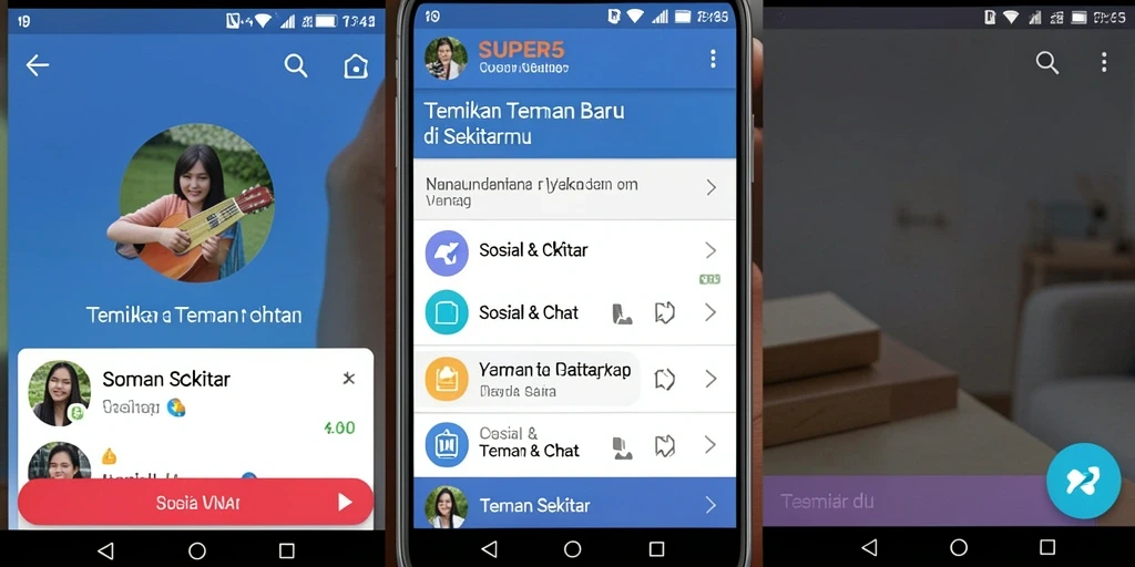 Antarmuka SUPER5 yang menarik dan mudah digunakan untuk menemukan teman baru.