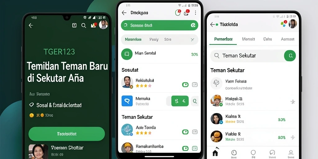 Antarmuka aplikasi TGER123 untuk mencari teman baru.