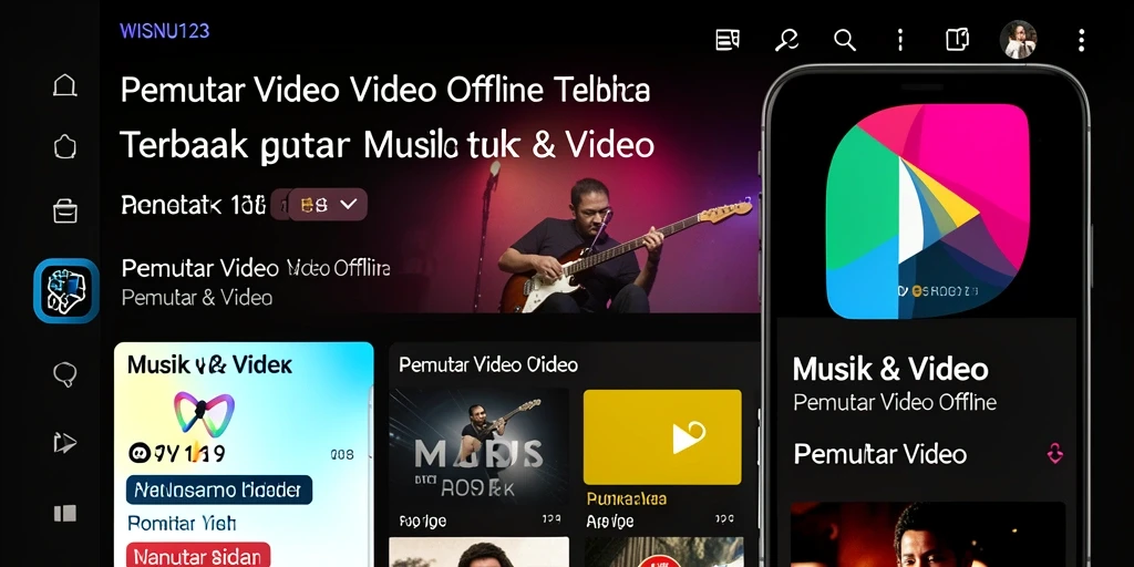 Antarmuka elegan dan fungsional dari aplikasi WISNU123 Pemutar Video Offline.